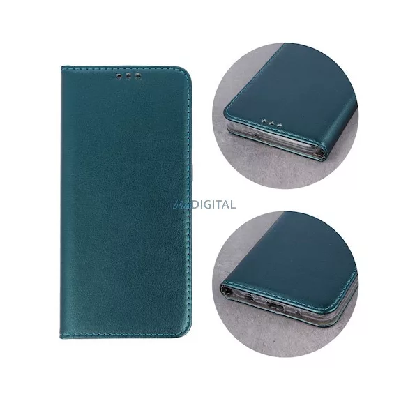 Honor 400 telefon tok, könyvtok, notesz tok, oldalra nyíló tok, mágnesesen záródó, zöld, Smart Magnetic