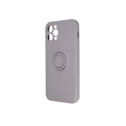   Samsung Galaxy A33 gyűrűs hátlap tok, szilikon tok, velúr belső, szürke, SM-A336, Finger Grip