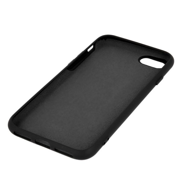 iPhone 14 Pro (6.1") hátlap tok, szilikon, tok, velúr belső, fekete, matt, Silicone Case