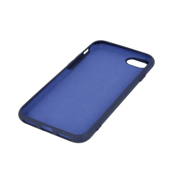 iPhone 14 Pro (6,1") szilikon tok, hátlap tok, velúr belső, kék, matt, Silicone Case