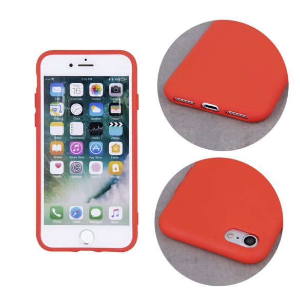 iPhone 14 (6,1") szilikon tok, hátlap tok, velúr belső, piros, matt, Silicone Case