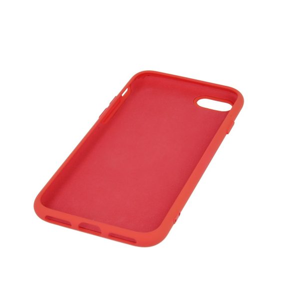 iPhone 14 Pro (6,1") szilikon tok, hátlap tok, velúr belső, piros, matt, Silicone Case