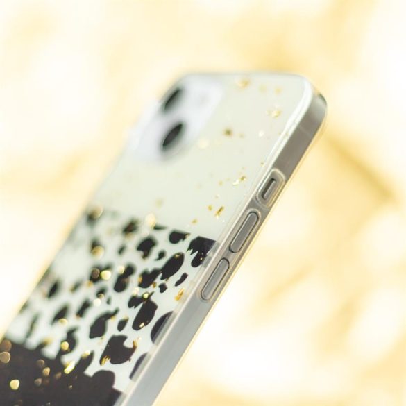 Samsung Galaxy A22 5G hátlap tok, TPU tok, SM-A226, Gold Glam Leopard 2