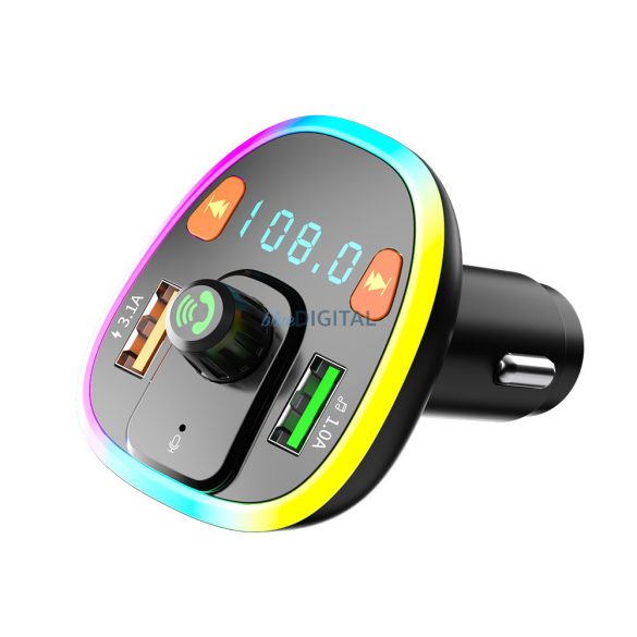 Bluetooth FM transmitter, 2xUSB/SD kártya foglalat, 5V/3.1A/15.5W, fekete, Maxlife MXFT-03