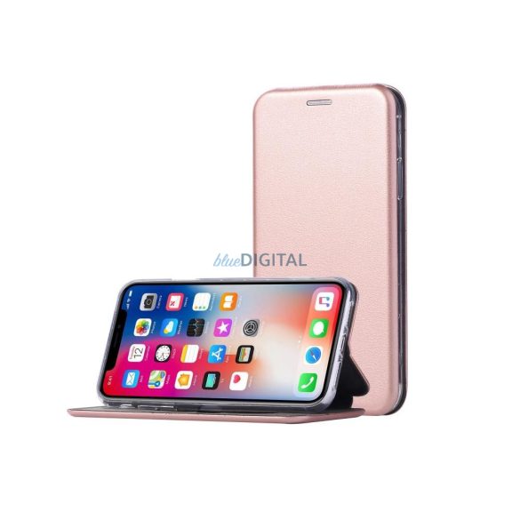 Samsung Galaxy A15 4G/5G könyvtok, mágneszáras, flip tok, szilikon keretes, rose gold, SM-A155, SM-A156, Diva