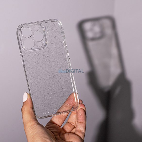 Samsung Galaxy A05s szilikon tok, hátlap tok, TPU tok, átlátszó, ezüst csillámos, SM-A057, Shine