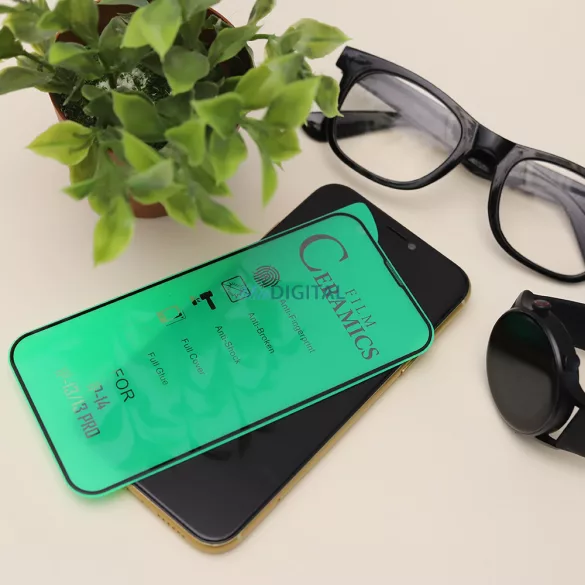 Samsung Galaxy S24 Plus előlapi üvegfólia, fekete keret, 9H, 0.33mm, SM-S926, 9D Ceramic Glass
