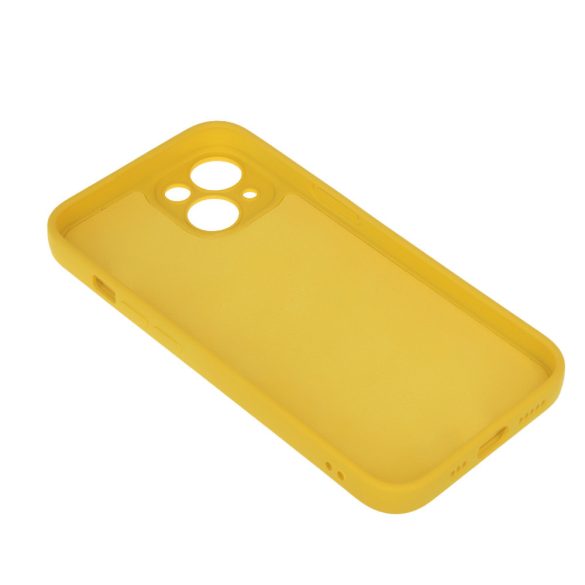 iPhone 11 (6,1") szilikon tok, hátlap tok, velúr belső, sárga, matt, Silicone Case