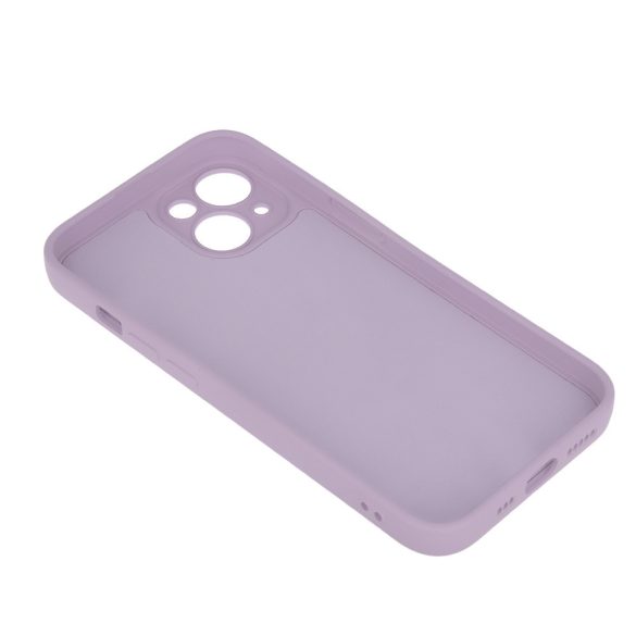 iPhone 15 Pro (6.1") hátlap tok, szilikon, tok, velúr belső, lila, matt, Silicone Case