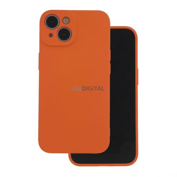 Samsung Galaxy A05s hátlap tok, szilikon, tok, velúr belső, narancssárga, matt, SM-A057, Silicone Case