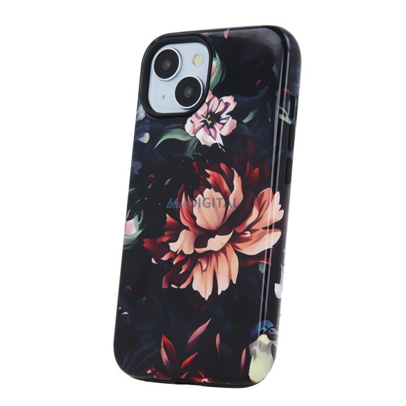 iPhone 15 (6,1") hátlap tok, kemény tok, TPU / PC tok, virág mintás, Decor Peony