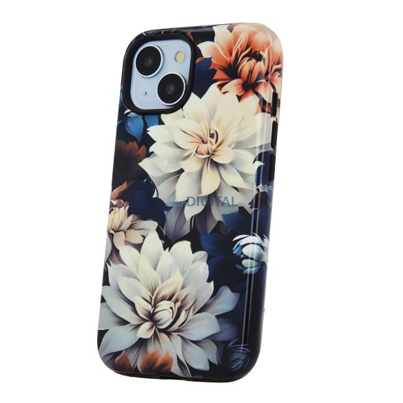 iPhone 15 (6,1") hátlap tok, kemény tok, TPU / PC tok, virág mintás, Decor Spring