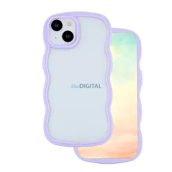   iPhone 12 / 12 Pro (6.1") hátlap tok, TPU tok, hullámos keret, átlátszó / lila, Wave