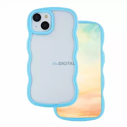   iPhone 12 / 12 Pro (6.1") hátlap tok, TPU tok, hullámos keret, átlátszó / kék, Wave