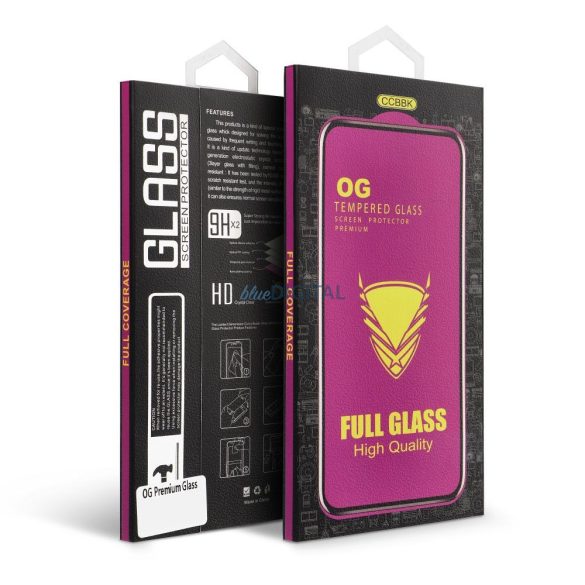iPhone 16 Plus (6.7") előlapi üvegfólia, edzett, 9H, 0.33mm, full cover, OG