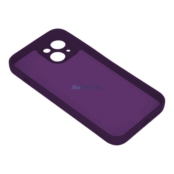 Samsung Galaxy A15 4G/5G szilikon tok, hátlap tok, velúr belső, sötétlila, matt, SM-A155, SM-A156, Silicone Case