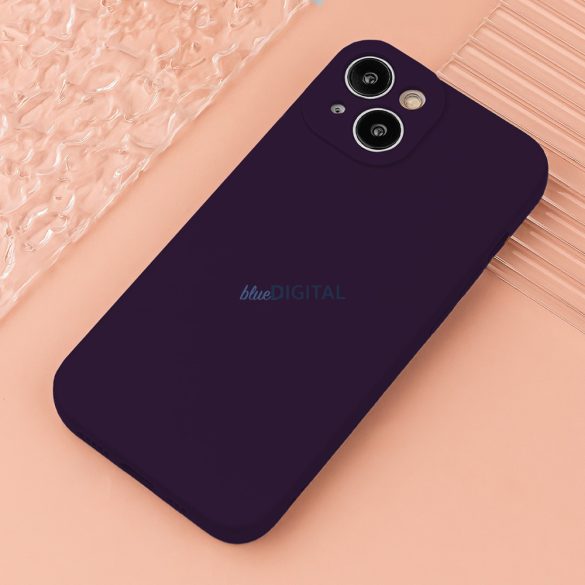 Samsung Galaxy A15 4G/5G szilikon tok, hátlap tok, velúr belső, sötétlila, matt, SM-A155, SM-A156, Silicone Case