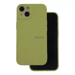   iPhone 15 Pro (6.1") szilikon tok, hátlap tok, velúr belső, olivazöld, matt, Silicone Case