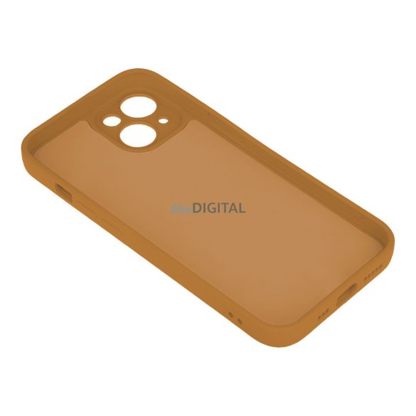 Samsung Galaxy A35 szilikon tok, hátlap tok, velúr belső, barna, matt, SM-A356, Silicone Case