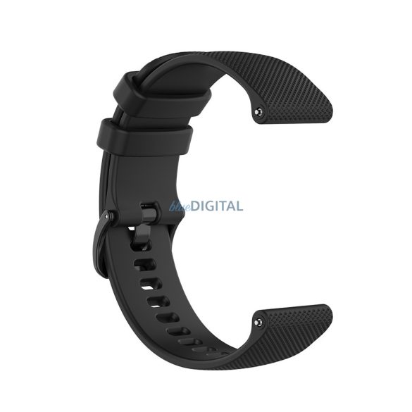 Samsung Galaxy Watch (46mm) / Watch 3 / Gear S3 / Huawei Watch GT / GT 2 / GT 3 (46mm) okosóra szíj, szilikon, fekete, Techsuit