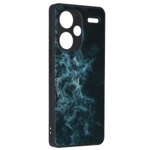 Xiaomi Redmi Note 13 Pro Plus kemény hátlap tok, üveg / polikarbonát / TPU tok, kék felhő mintás, Techsuit Glaze Blue Nebula