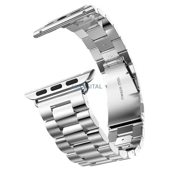 Apple Watch 6 / 7 / 8 / 9 / SE / SE 2 / Ultra / Ultra 2 okosóra szíj, fém, ezüst, 42/44/45/49mm, Techsuit