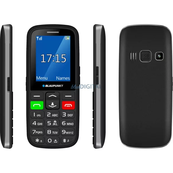 Blaupunkt BS09 mobiltelefon, dual sim, kártyafüggetlen, magyar nyelvű, fekete-szürke