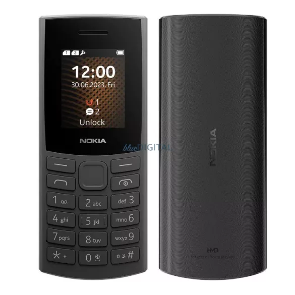 Nokia 105 4G (2024) 2nd Edition mobiltelefon, kártyafüggetlen, magyar nyelvű, dual sim, fekete, TA-1691