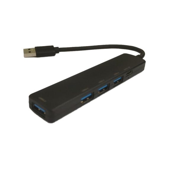5in1 HUB adapter, USB-A - USB3.0 5Gbps / 3x USB2.0 480 Mbps / Type-C 5V/3A, fekete