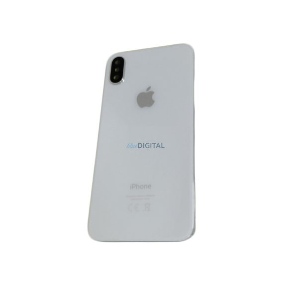 iPhone X (5.8") készülék hátlap, kamera lencsével / sim tálcával, akkufedél, ezüst, AAA+ minőségű