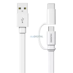   Huawei 2in1 Type-C / micro USB adatkábel, gyári, 1.5M, 2A, fehér, AP55s (CSOMAGOLT)