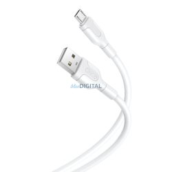   Micro USB gyorstöltő adatkábel, 2.1A, 1M, fehér, XO-NB212