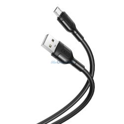   Micro USB gyorstöltő adatkábel, 2.1A, 1M, fekete, XO-NB212