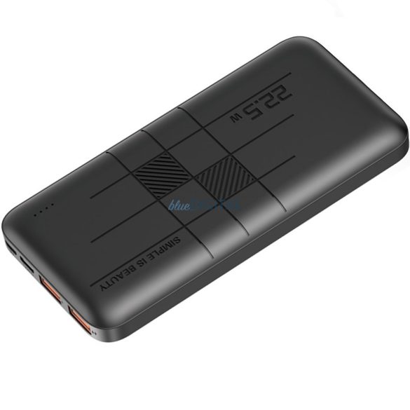 Power Bank, 10000mAh, 2xUSB, Type-C, Micro USB port, PD3.0 / QC3.0, fekete, XO-PR187