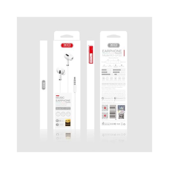 XO EP22 fehér 3.5mm jack hangerőszabályzós stereo headset fülhallgató