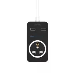  Hálózati hosszabbító elosztó, 1x aljzat, 2xUSB, fekete, 1.8m, XO WL03 EU