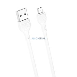   Micro USB gyorstöltő adatkábel, 2.1A, 1M, fehér, XO-NB200