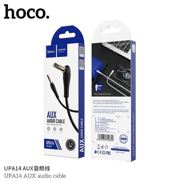 Hoco UPA14 jack-jack audio kábel fekete 3,5mm-3,5mm 1m