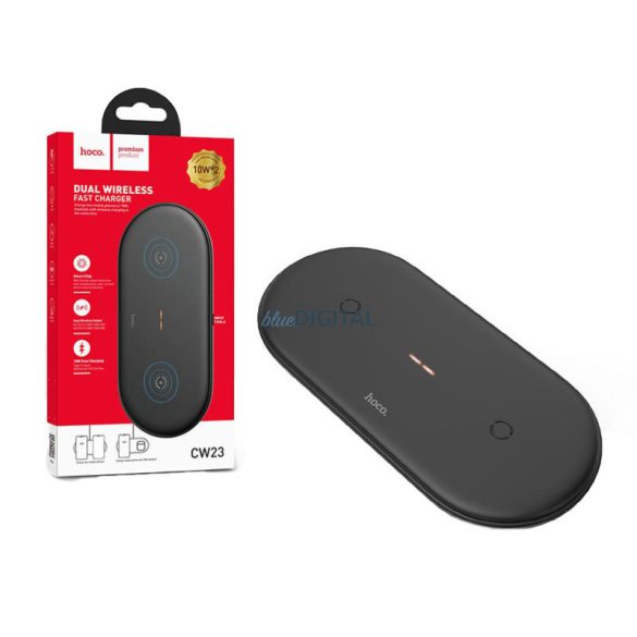2in1 wireless töltő pad, 10W / 3A, fekete, Hoco CW23