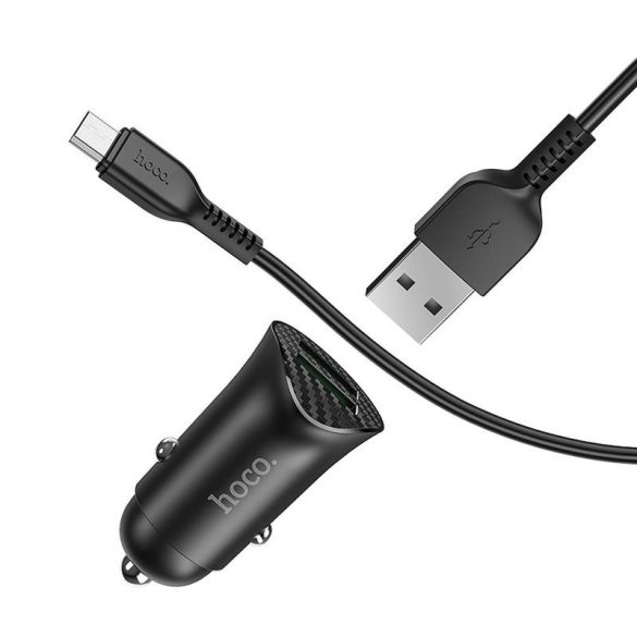 Hoco Z39 fekete szivartöltő fej 2USB 18W + micro USB kábel fekete