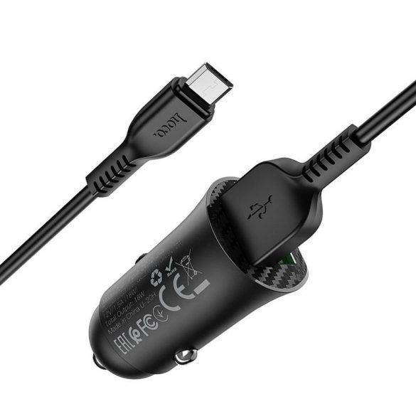 Hoco Z39 fekete szivartöltő fej 2USB 18W + micro USB kábel fekete