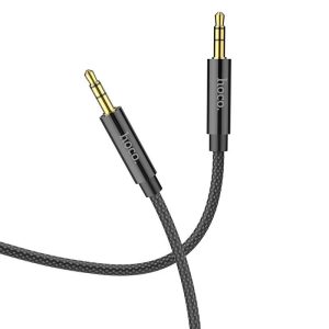 Jack-jack (3.5mm) audio kábel, szövettel bevont, fekete, 2M, Hoco UPA19