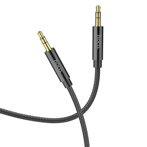 Jack-jack (3.5mm) audio kábel, szövettel bevont, fekete, 2M, Hoco UPA19