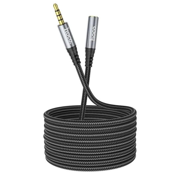 Jack 3.5mm / jack aljzat audio kábel, szövettel bevont, fekete-szürke, 1M, Hoco UPA20