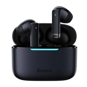 Stereo bluetooth headset vezeték nélküli töltőtokkal, TWS, zajszűrés, fekete, Baseus Bowie E9