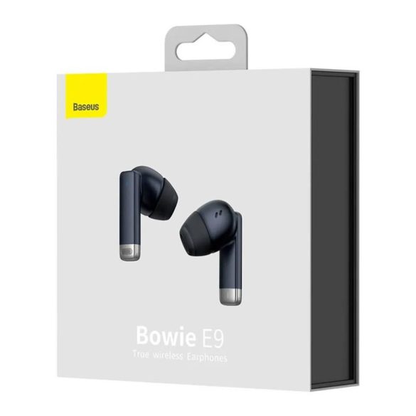 Stereo bluetooth headset vezeték nélküli töltőtokkal, TWS, zajszűrés, fekete, Baseus Bowie E9