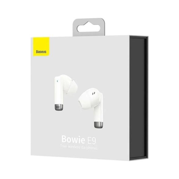 Stereo bluetooth headset vezeték nélküli töltőtokkal, TWS, zajszűrés, fehér, Baseus Bowie E9