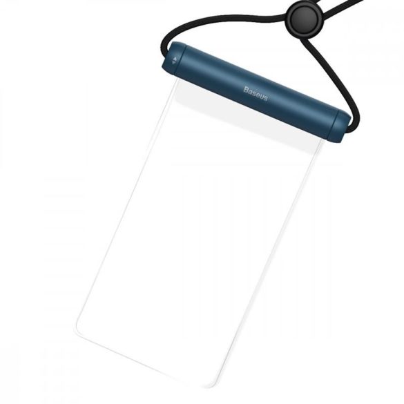 Univerzális vízálló telefontok, 7.2", átlátszó / kék, PVC + TPU + pamut, IPX8, Baseus Cylinder Slide