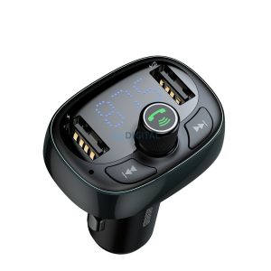 Bluetooth FM transmitter, 2xUSB, TF kártyaolvasó, LED kijelző, 3.4A, fekete, Baseus S-09