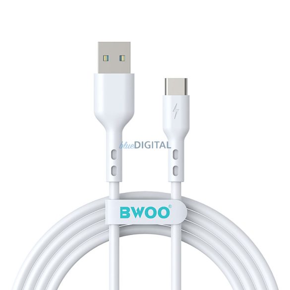 Type-C gyorstöltő adatkábel, 3A, 1M, fehér, BWOO BO-X172C